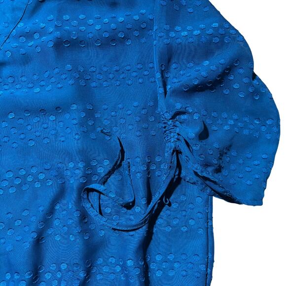 New York & Company Soho Teal Polka Dot Sheer V-Neck Blouse Size M - Picture 5 of 11